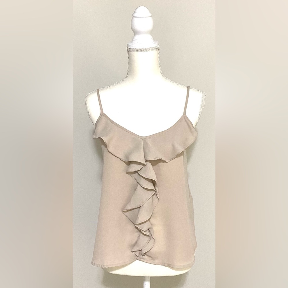 Forever 21 Womens S Ruffle Tan Cami Top Boho Fall Neutral 90s Minimalism